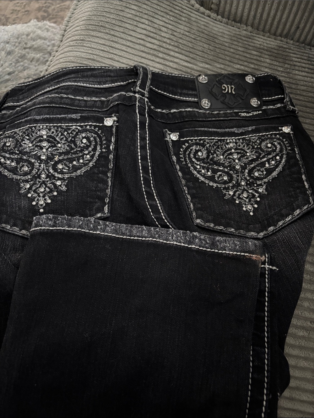 Miss Me Black Boot Cut Jeans with Embellished Back Pockets